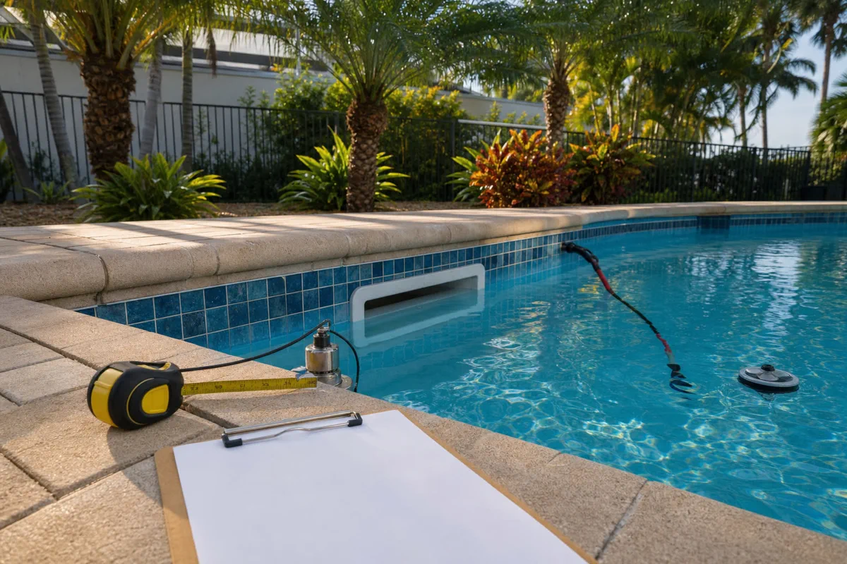 Pool equipment and access area considered during Sarasota leak detection scheduling